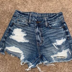 American Eagle Blue Distressed Jean Shorts
